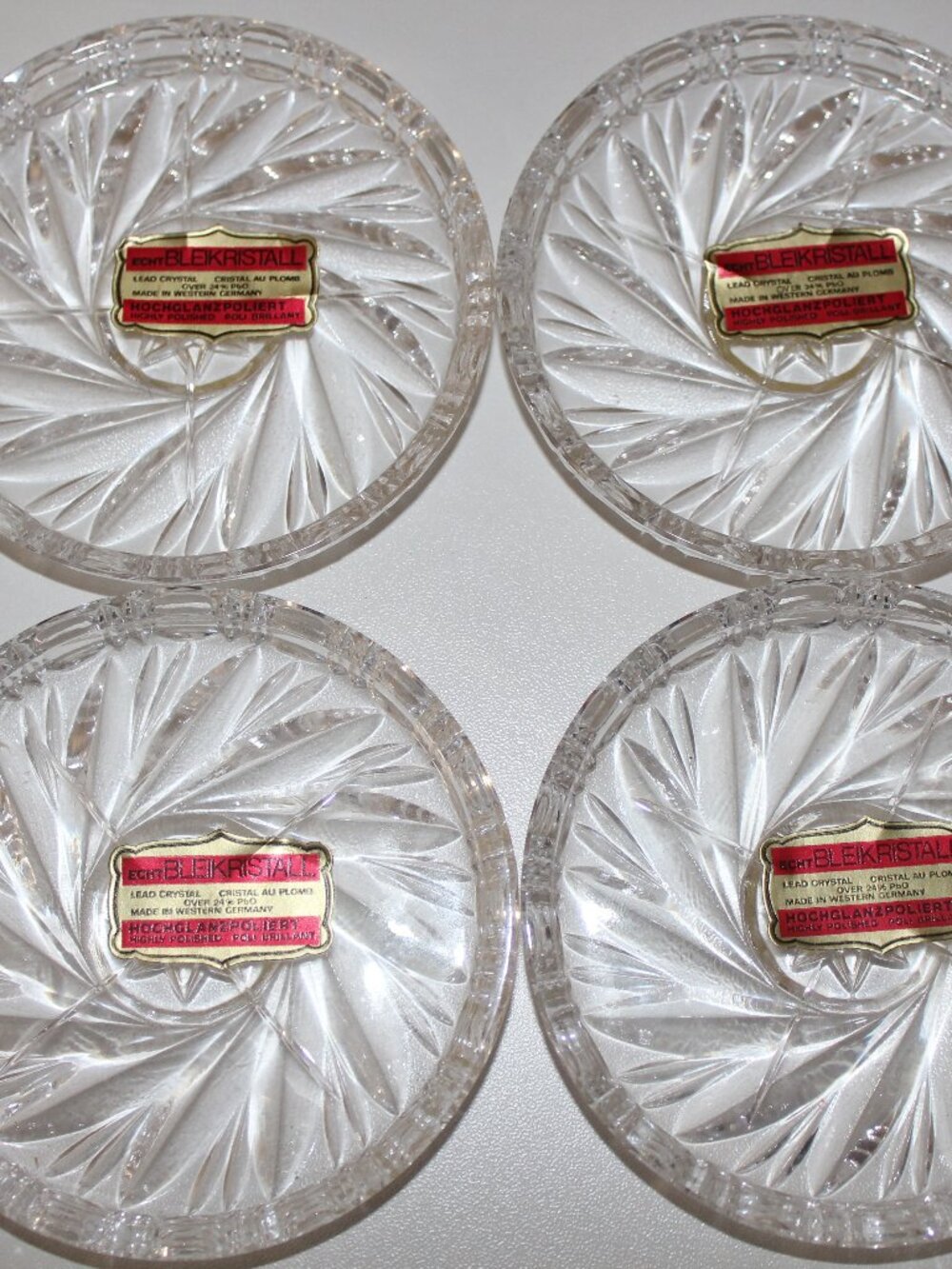 Echt Bleikristall Hand Cut Lead Crystal Coasters Made In Germany Set of 4 NEW
